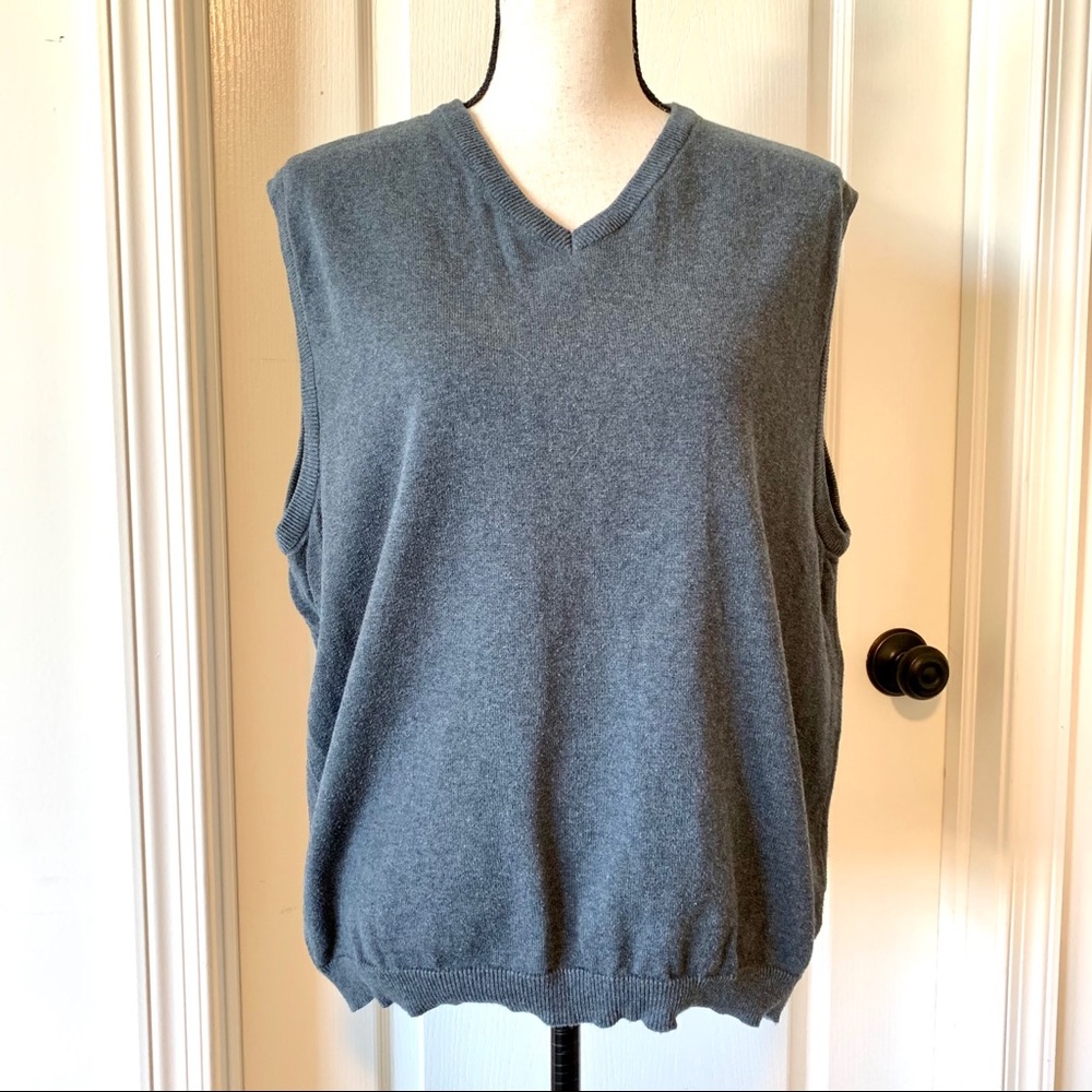 Vintage GEOFFREY BEENE Gray Cotton Sweater Vest—M